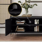 Mueble de TV extensible moderno de madera de 90'' con 2 armarios — Consola multimedia para salón