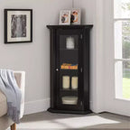 Kings Brand Furniture Cambridge Corner Curio Storage Cabinet with Glass Door