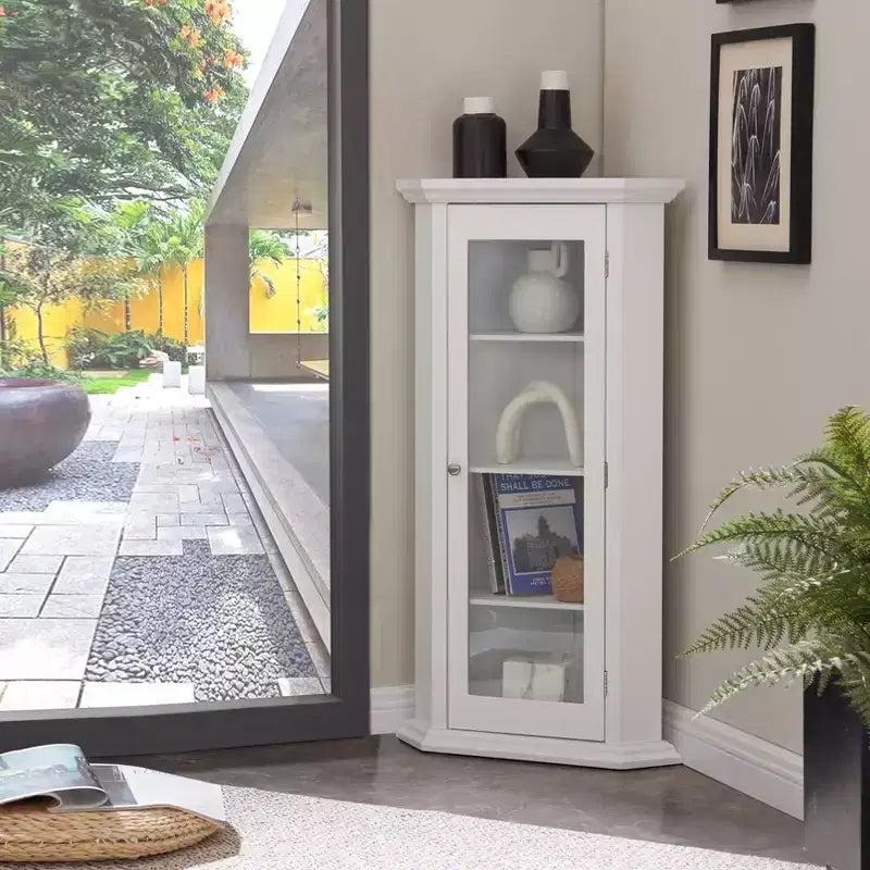 Mueble esquinero con vitrina, mueble expositor para salón