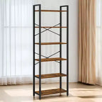 Estantería Alta de 6 Niveles, Librería Grande con Estructura de Acero, Estantería Profunda para Sala de Estar, Oficina en Casa, Estudio, 30 x 66 x 186 cm