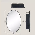Armario de baño con espejo ovalado negro de montaje en superficie Cedar, marco de metal, 20x30''