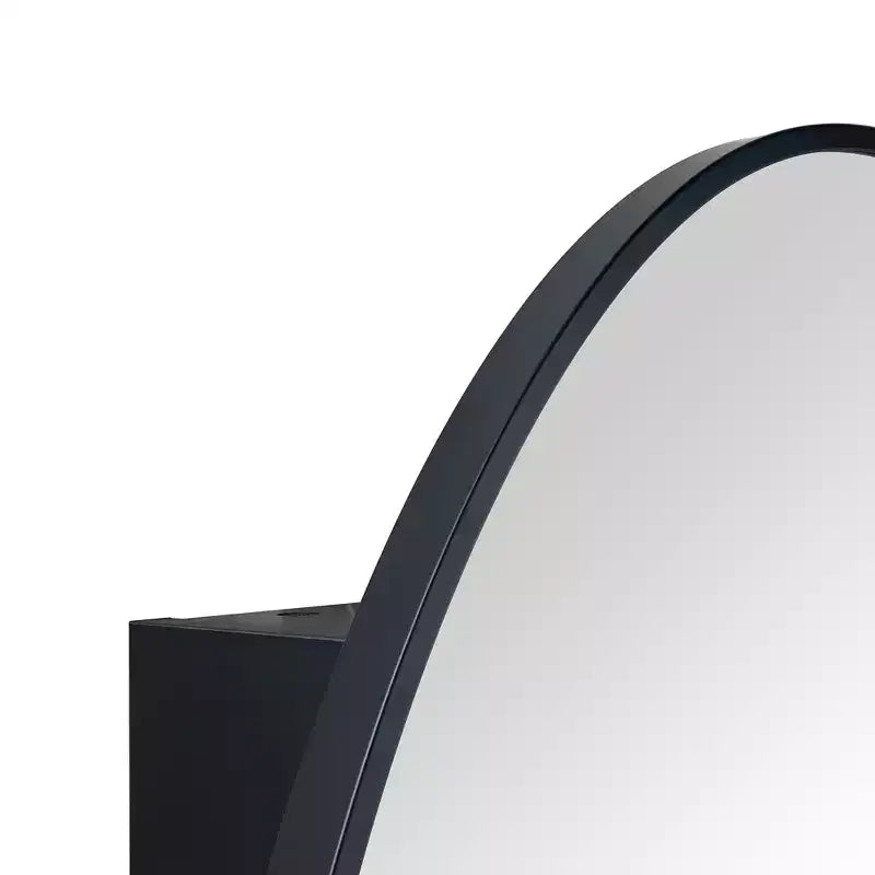 Armario de baño con espejo ovalado negro de montaje en superficie Cedar, marco de metal, 20x30''