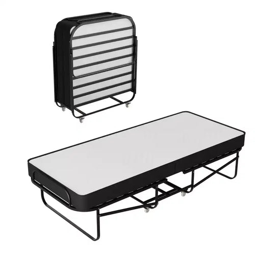 Continental Sleep, 16-Inch Rollaway Folding Cot Bed with 5 Memory Foam Mattresses, Sturdy Metal Folding Frame, Great for Adults and Kids