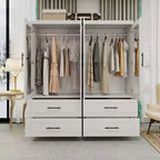 Armario de Madera Blanca de 63 Pulgadas con 4 Cajones y 4 Puertas, Armario de Dormitorio