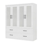 Armario de Madera Blanca de 63 Pulgadas con 4 Cajones y 4 Puertas, Armario de Dormitorio