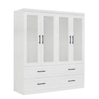 Armario de Madera Blanca de 63 Pulgadas con 4 Cajones y 4 Puertas, Armario de Dormitorio