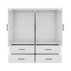 Armario de Madera Blanca de 63 Pulgadas con 4 Cajones y 4 Puertas, Armario de Dormitorio