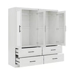 Armario de Madera Blanca de 63 Pulgadas con 4 Cajones y 4 Puertas, Armario de Dormitorio