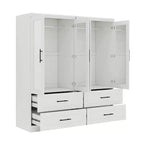 Armario de Madera Blanca de 63 Pulgadas con 4 Cajones y 4 Puertas, Armario de Dormitorio