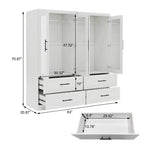 Armario de Madera Blanca de 63 Pulgadas con 4 Cajones y 4 Puertas, Armario de Dormitorio