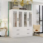 Armario de Madera Blanca de 63 Pulgadas con 4 Cajones y 4 Puertas, Armario de Dormitorio