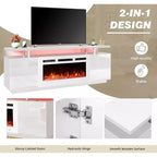 Mueble de TV con chimenea eléctrica de 36'', centro de entretenimiento para televisores de hasta 80'', calentador moderno — blanco