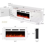 Mueble de TV con chimenea eléctrica de 36'', centro de entretenimiento para televisores de hasta 80'', calentador moderno — blanco