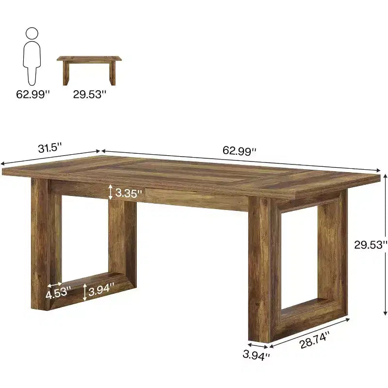 Escritorio ejecutivo de 63 pulgadas, mesa de escritura industrial con base de madera maciza para oficina en casa