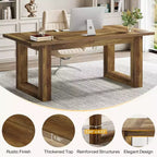Escritorio ejecutivo de 63 pulgadas, mesa de escritura industrial con base de madera maciza para oficina en casa