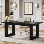Escritorio ejecutivo de 63 pulgadas, mesa de escritura industrial con base de madera maciza para oficina en casa