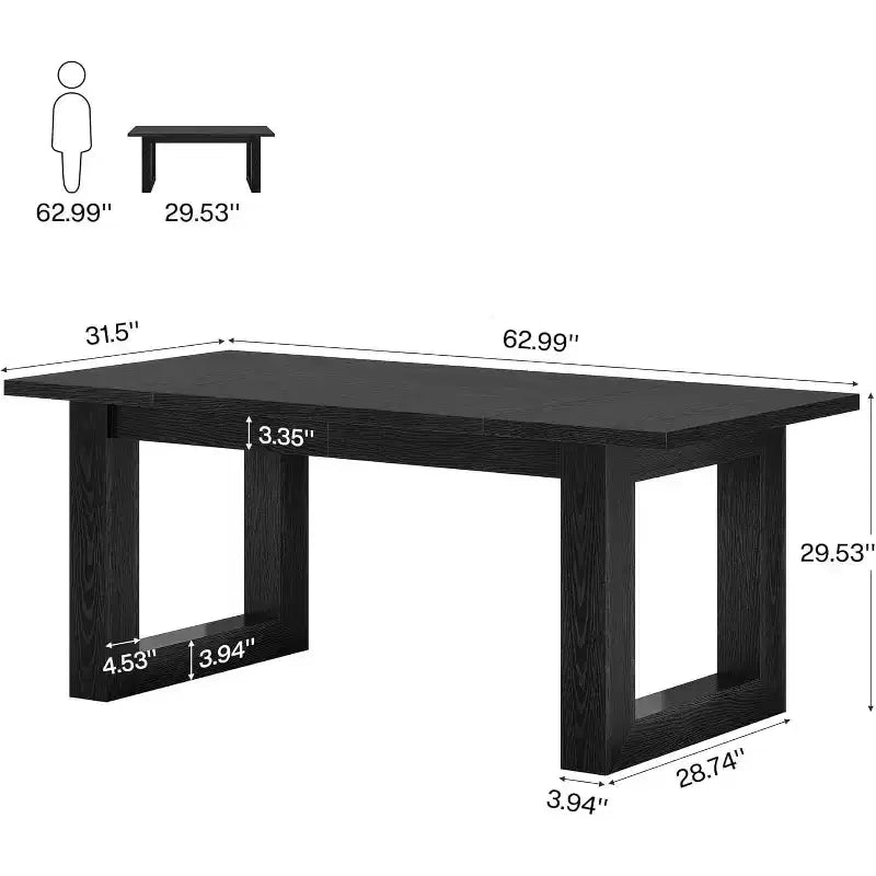 Escritorio ejecutivo de 63 pulgadas, mesa de escritura industrial con base de madera maciza para oficina en casa
