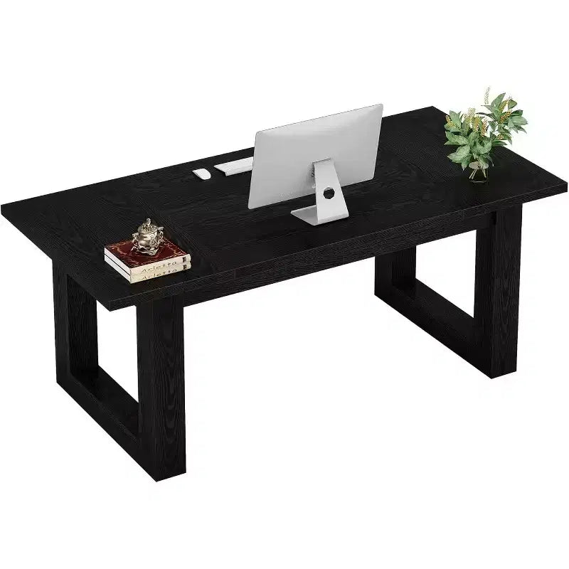 Escritorio ejecutivo de 63 pulgadas, mesa de escritura industrial con base de madera maciza para oficina en casa