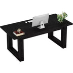 Escritorio ejecutivo de 63 pulgadas, mesa de escritura industrial con base de madera maciza para oficina en casa