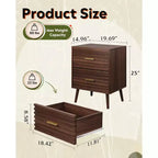 Mesita de noche moderna de madera de 2 piezas con 2 cajones, mesita de noche estriada para dormitorio