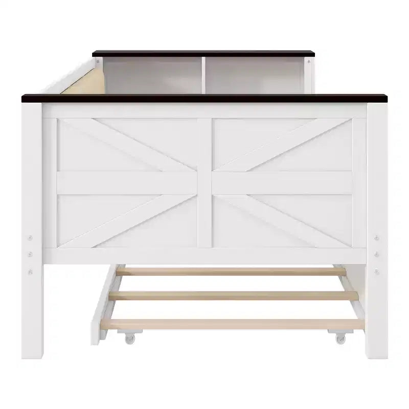Sofá cama de madera individual/matrimonial con estantes de almacenamiento y nido, sofá cama con respaldo tapizado y USB