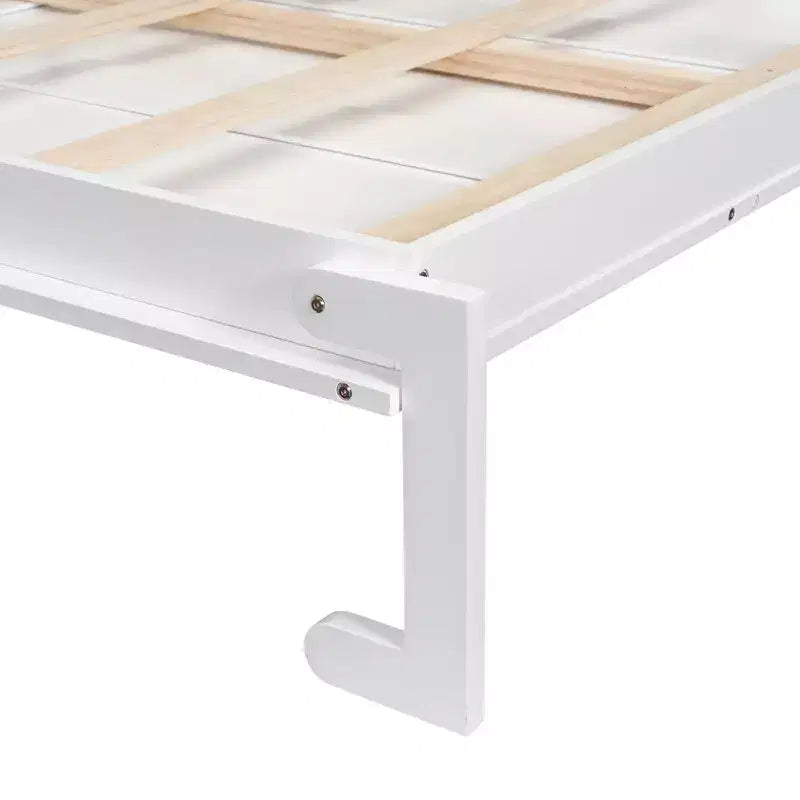 Cama Murphy Queen Size con gabinetes laterales y luz LED, cama de pared plegable con estantes de almacenamiento y cajones para habitación de invitados, blanca