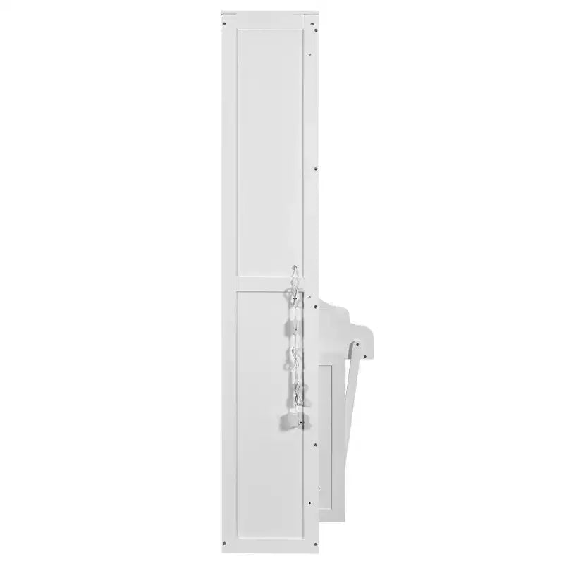 Cama Murphy Queen Size con gabinetes laterales y luz LED, cama de pared plegable con estantes de almacenamiento y cajones para habitación de invitados, blanca