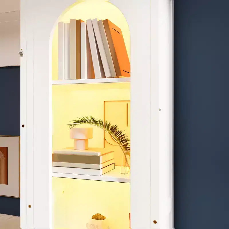 Cama Murphy Queen Size con gabinetes laterales y luz LED, cama de pared plegable con estantes de almacenamiento y cajones para habitación de invitados, blanca