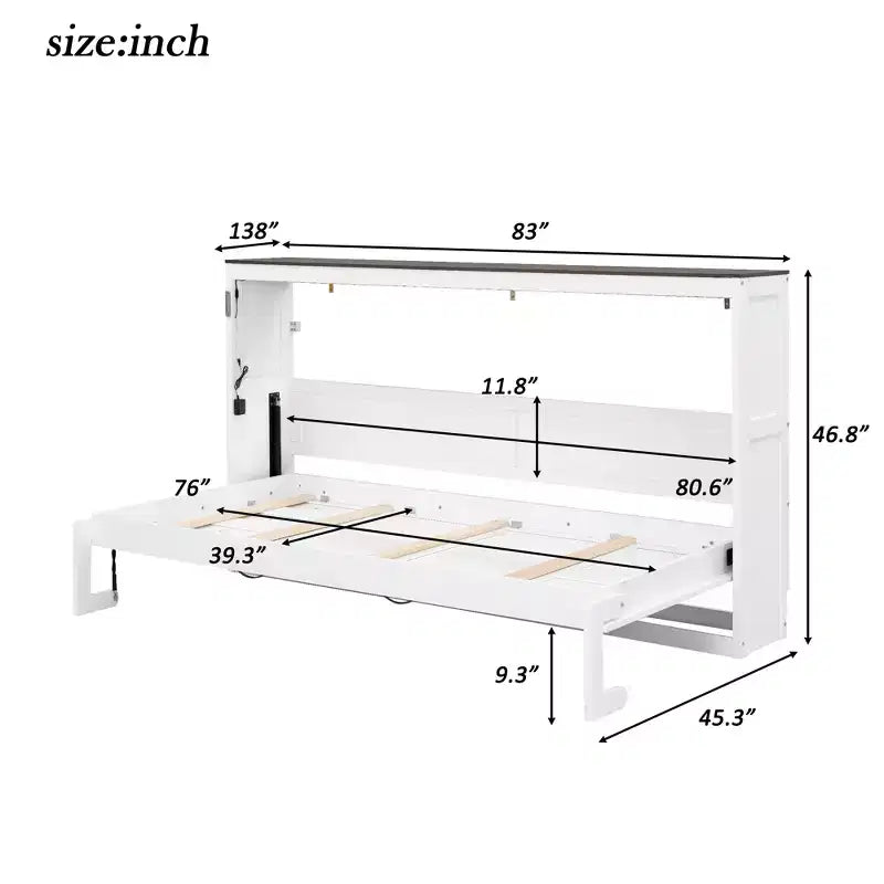Cama Murphy individual con luz LED, se puede plegar en un gabinete, gabinete de cama de pared oculta para habitación de invitados