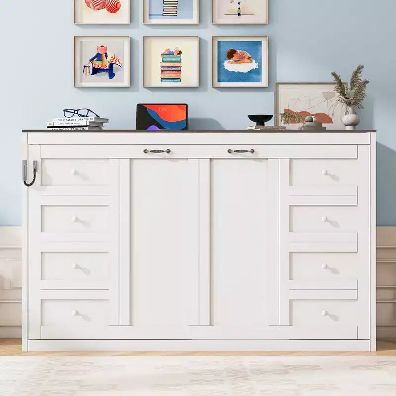 Cama Murphy individual con luz LED, se puede plegar en un gabinete, gabinete de cama de pared oculta para habitación de invitados