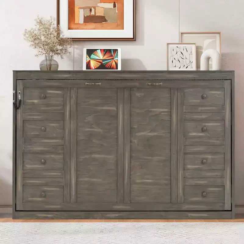 Cama Murphy individual con luz LED, se puede plegar en un gabinete, gabinete de cama de pared oculta para habitación de invitados