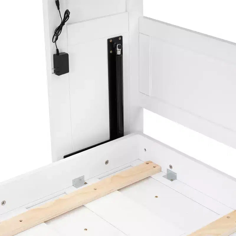 Cama Murphy individual con luz LED, se puede plegar en un gabinete, gabinete de cama de pared oculta para habitación de invitados