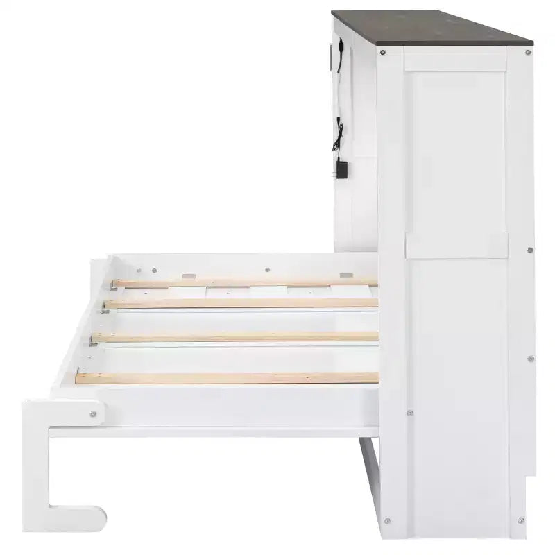 Cama Murphy individual con luz LED, se puede plegar en un gabinete, gabinete de cama de pared oculta para habitación de invitados