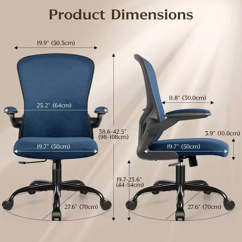 Silla de escritorio ergonómica con ruedas, soporte lumbar y altura ajustables, silla giratoria para ordenador