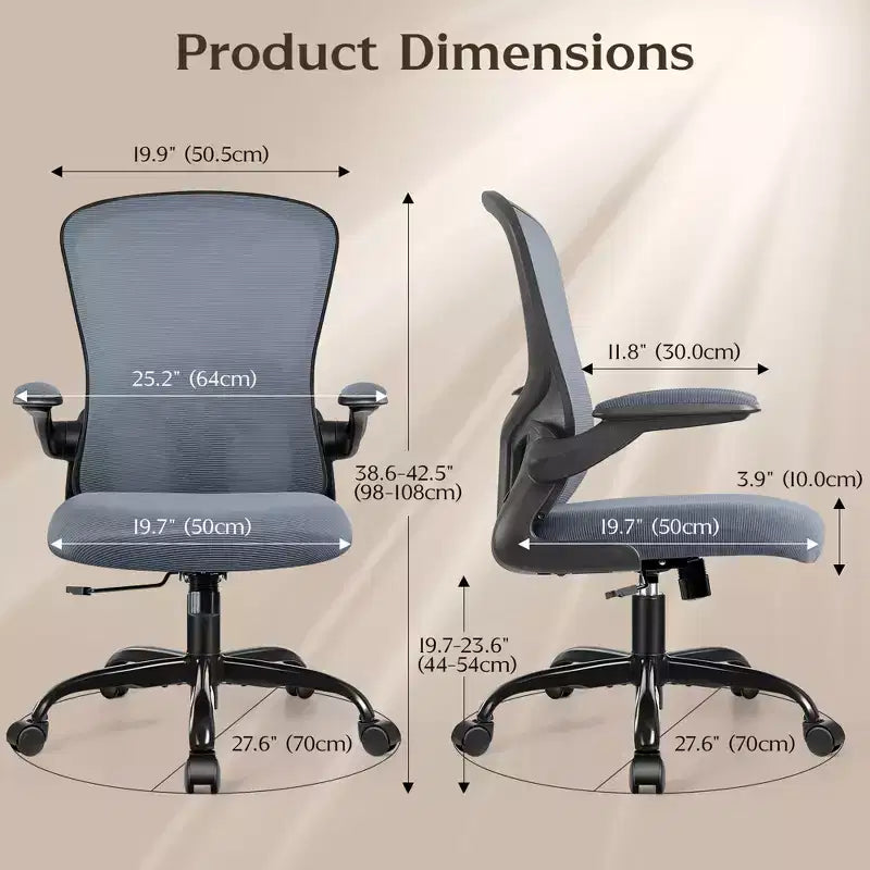 Silla de escritorio ergonómica con ruedas, soporte lumbar y altura ajustables, silla giratoria para ordenador