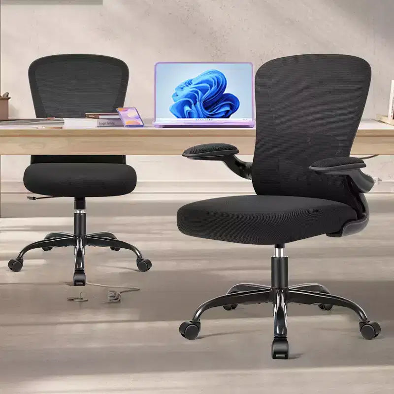 Silla de escritorio ergonómica con ruedas, soporte lumbar y altura ajustables, silla giratoria para ordenador