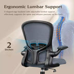 Silla de escritorio ergonómica con ruedas, soporte lumbar y altura ajustables, silla giratoria para ordenador