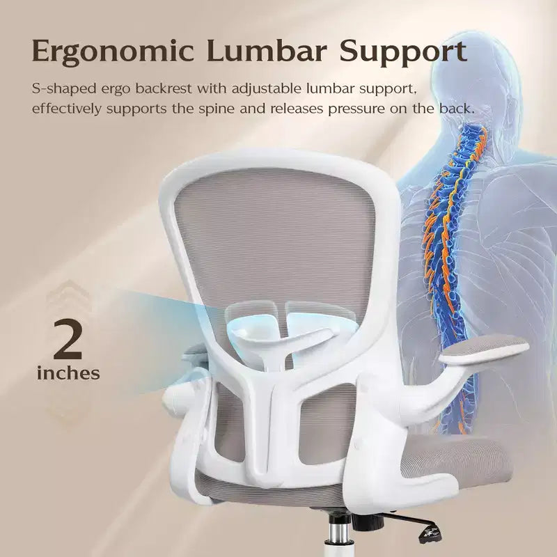 Silla de escritorio ergonómica con ruedas, soporte lumbar y altura ajustables, silla giratoria para ordenador