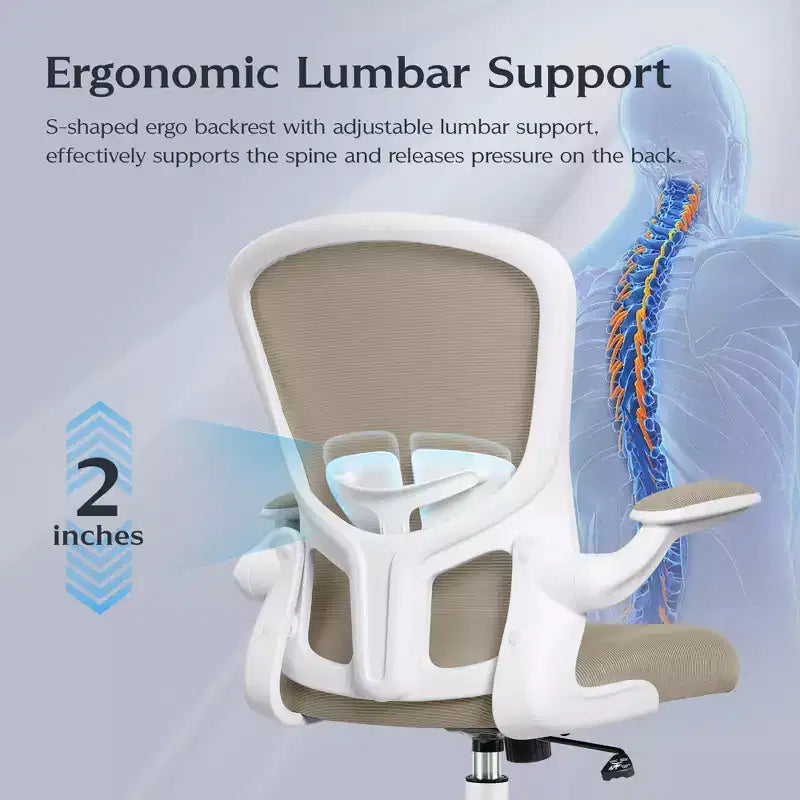 Silla de escritorio ergonómica con ruedas, soporte lumbar y altura ajustables, silla giratoria para ordenador
