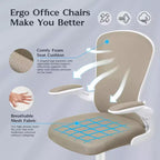 Silla de escritorio ergonómica con ruedas, soporte lumbar y altura ajustables, silla giratoria para ordenador