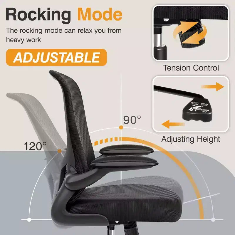 Silla de escritorio ergonómica con ruedas, soporte lumbar y altura ajustables, silla giratoria para ordenador