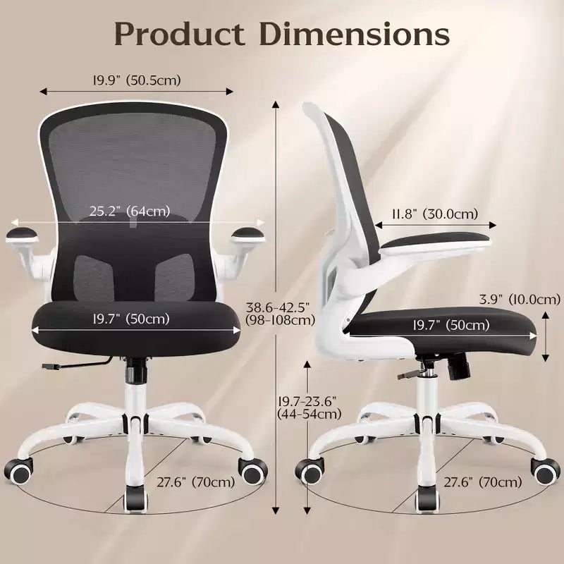 Silla de escritorio ergonómica con ruedas, soporte lumbar y altura ajustables, silla giratoria para ordenador