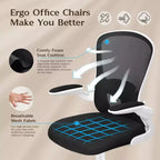 Silla de escritorio ergonómica con ruedas, soporte lumbar y altura ajustables, silla giratoria para ordenador