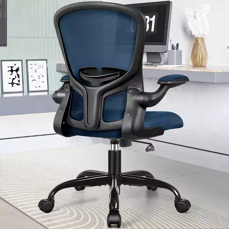 Silla de escritorio ergonómica con ruedas, soporte lumbar y altura ajustables, silla giratoria para ordenador