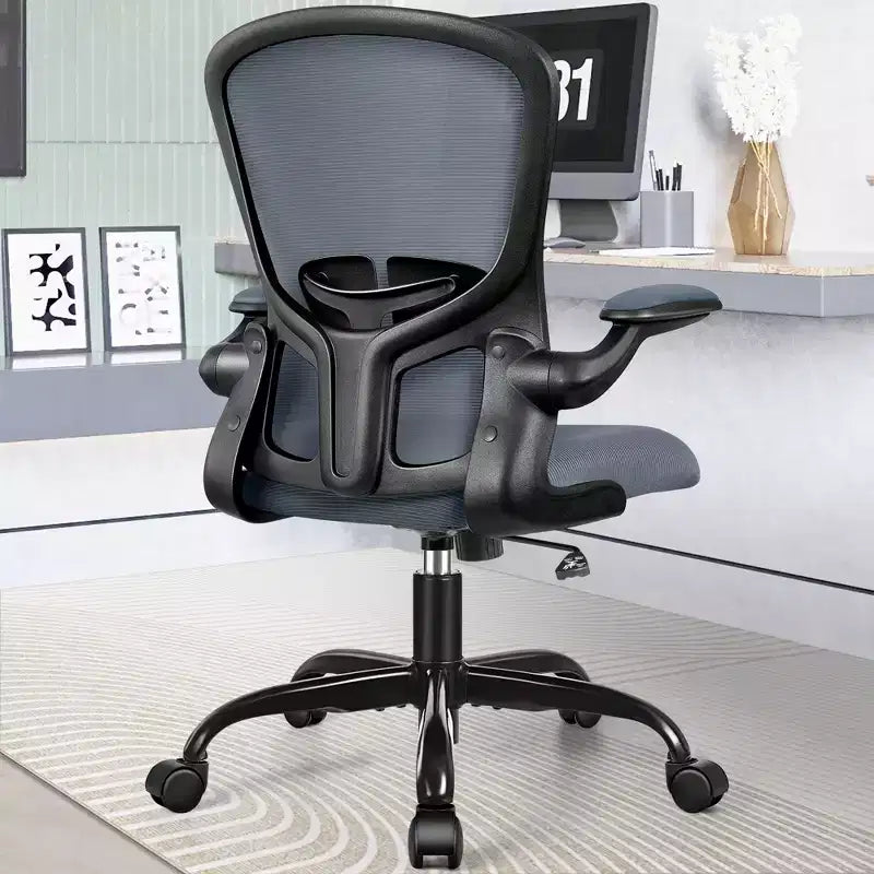 Silla de escritorio ergonómica con ruedas, soporte lumbar y altura ajustables, silla giratoria para ordenador