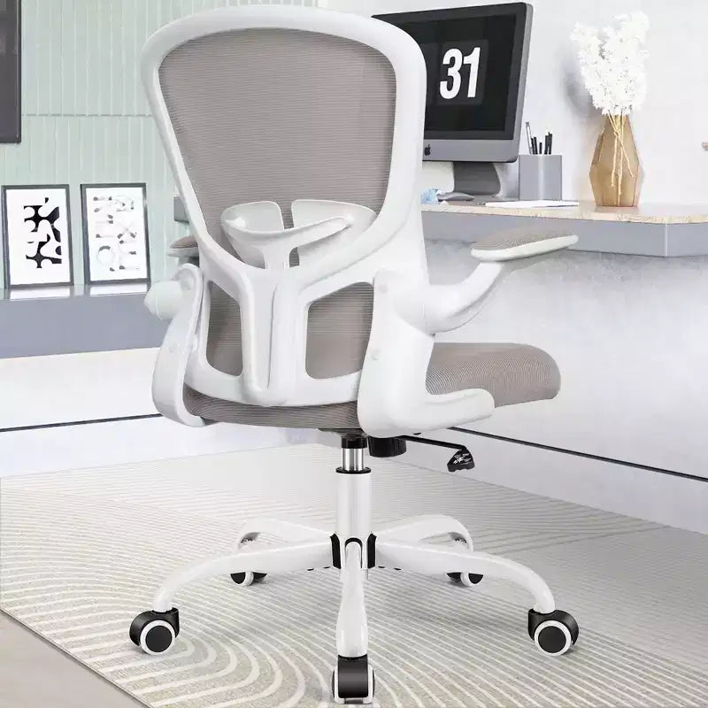 Silla de escritorio ergonómica con ruedas, soporte lumbar y altura ajustables, silla giratoria para ordenador