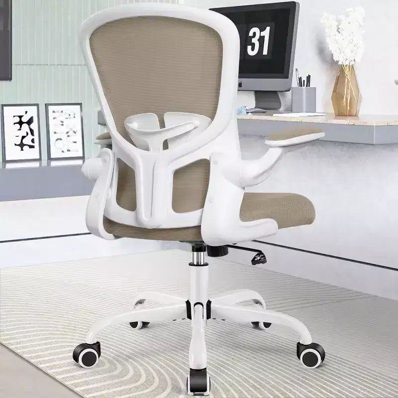 Silla de escritorio ergonómica con ruedas, soporte lumbar y altura ajustables, silla giratoria para ordenador