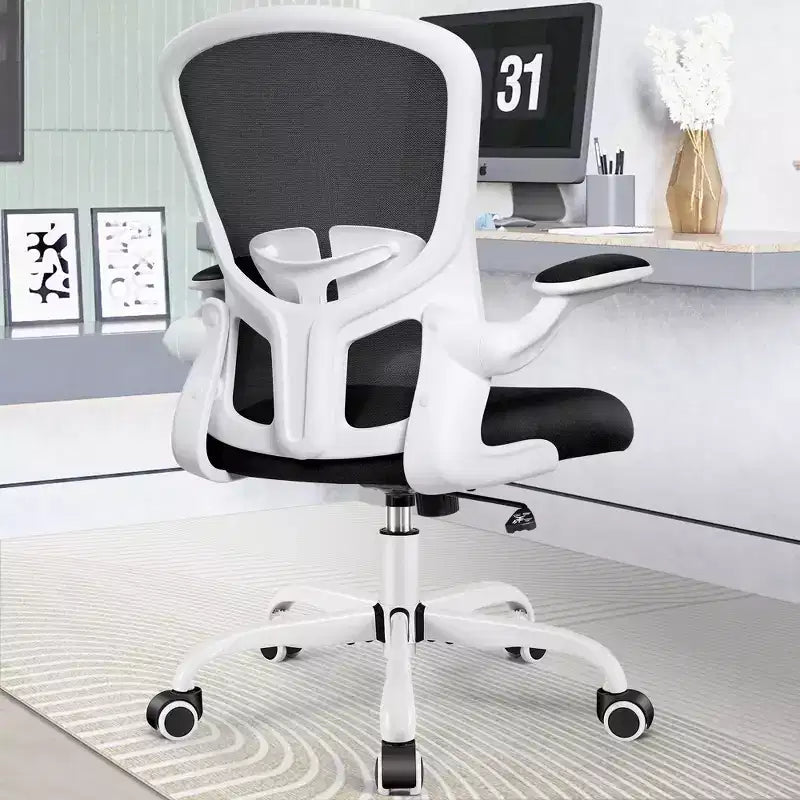 Silla de escritorio ergonómica con ruedas, soporte lumbar y altura ajustables, silla giratoria para ordenador