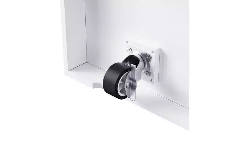 Isla de cocina con ruedas de 53 pulgadas con tablero abatible, tomacorriente, puerta y estante lateral, blanca