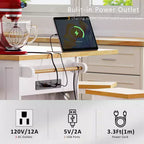 Isla de cocina con ruedas de 53 pulgadas con tablero abatible, tomacorriente, puerta y estante lateral, blanca